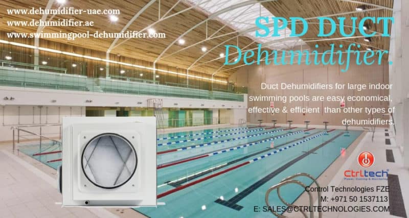 Ducted dehumidifier for swimming pools.